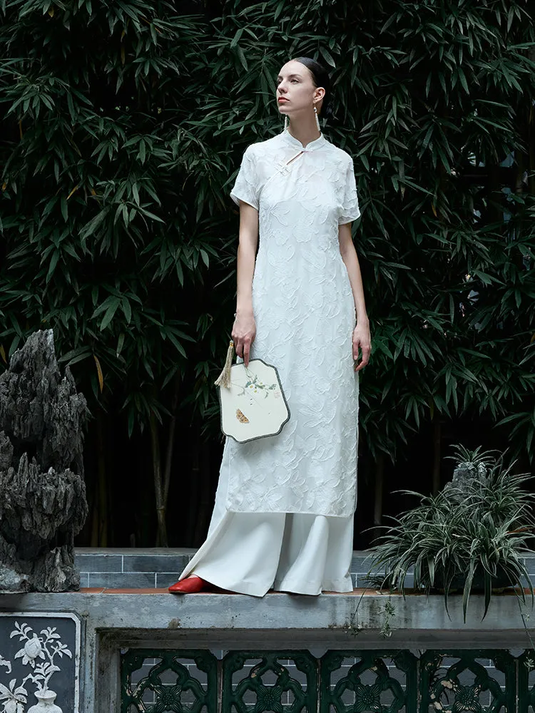 8.5 Momme Mulberry Silk Floral Women Qipao Midi Dress sold by Goelia product image thumbnail 3