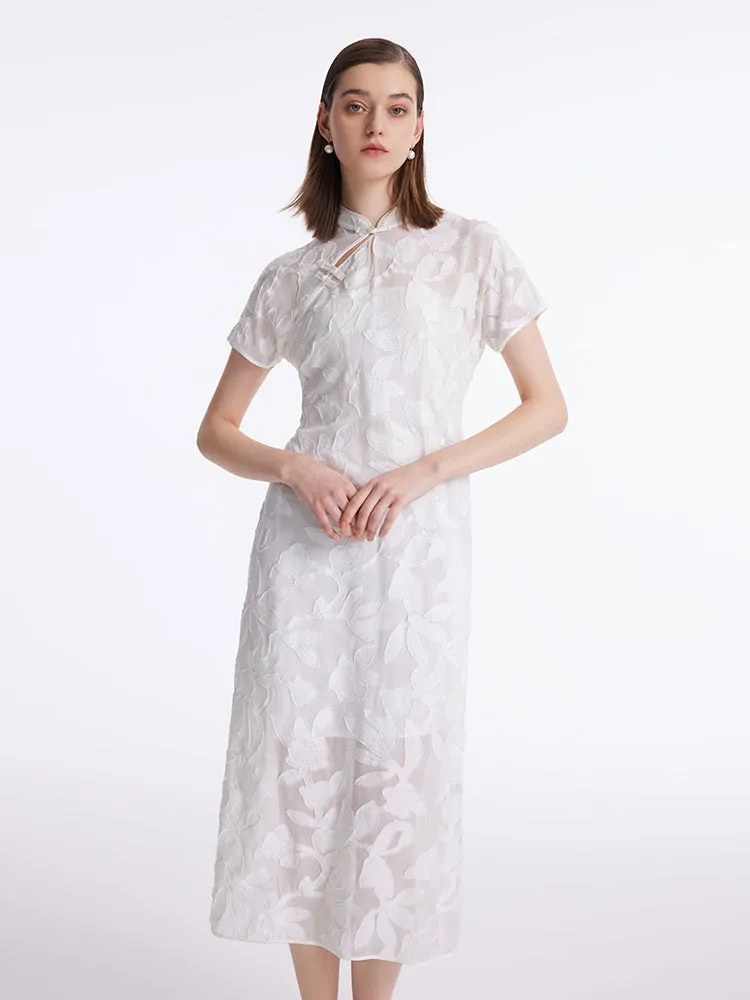 8.5 Momme Mulberry Silk Floral Women Qipao Midi Dress sold by Goelia product image thumbnail 5