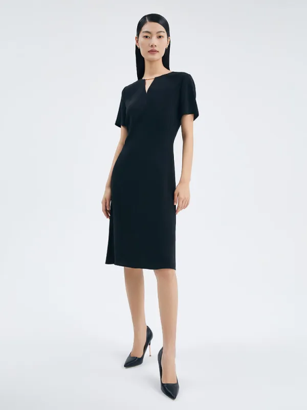 Triacetate Chain Slim Midi Dress sold by Goelia