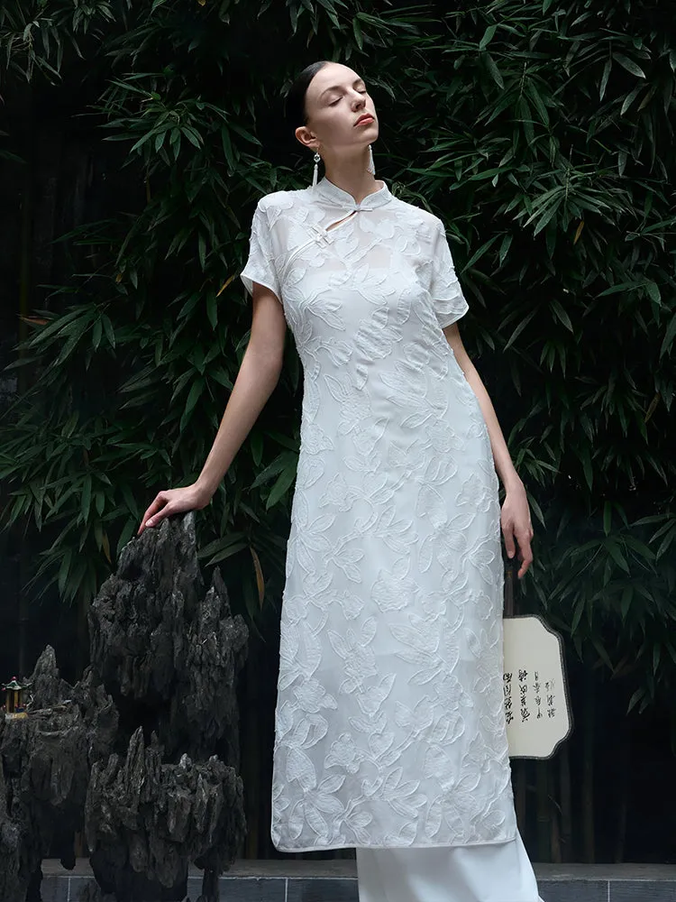 8.5 Momme Mulberry Silk Floral Women Qipao Midi Dress sold by Goelia product image thumbnail 4