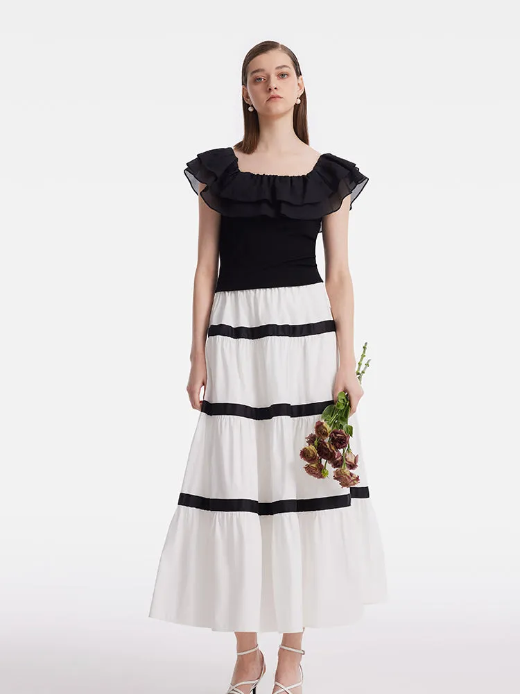 Ruffle Top And Tiered Maxi Skirt Two-Piece Set sold by Goelia