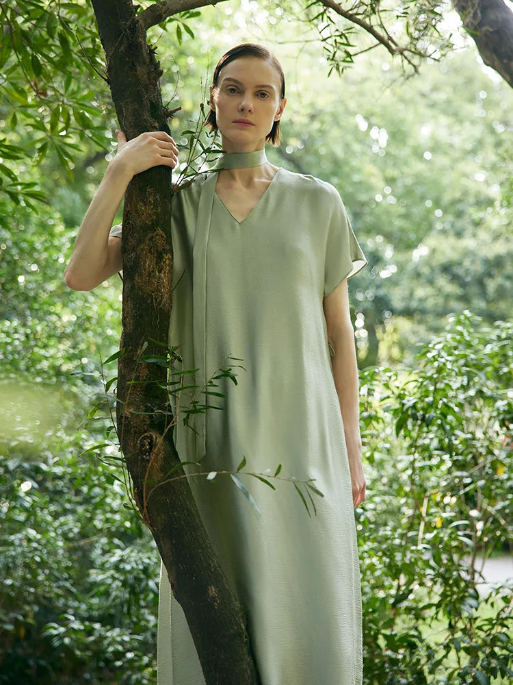 19 Momme Mulberry Silk V-Neck Women Midi Dress With Belt sold by Goelia product image thumbnail 3