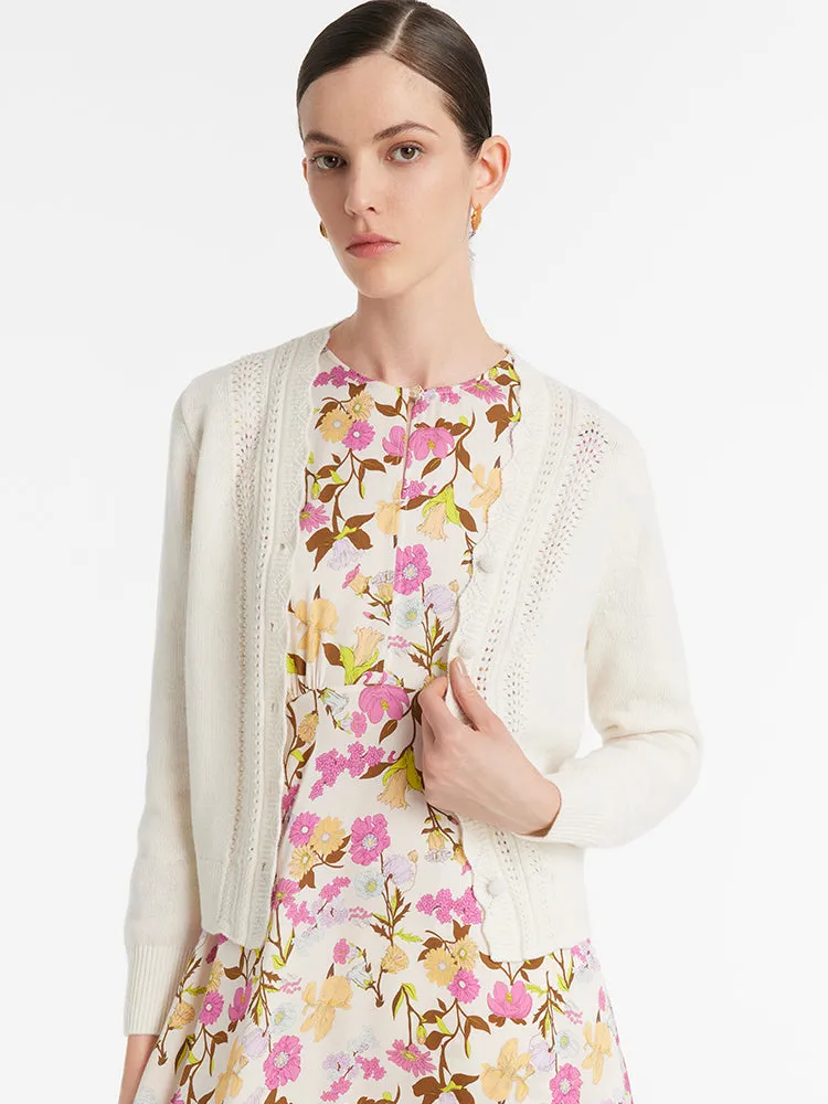 Pure Wool Wave Cut Knitted Women Cardigan sold by Goelia