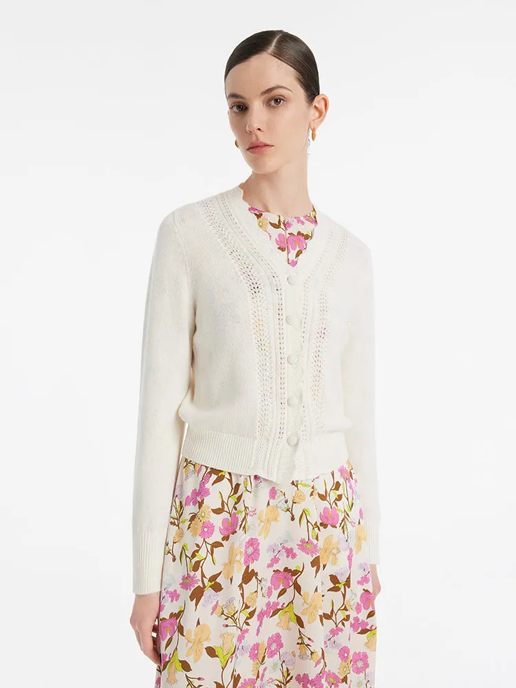 Pure Wool Wave Cut Knitted Women Cardigan sold by Goelia product image thumbnail 3