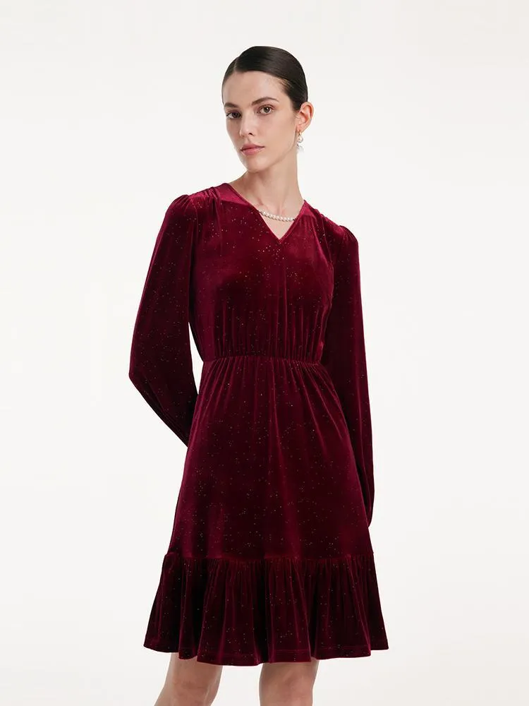 Sequins Velvet V-Neck Women Mini Dress sold by Goelia product image thumbnail 4