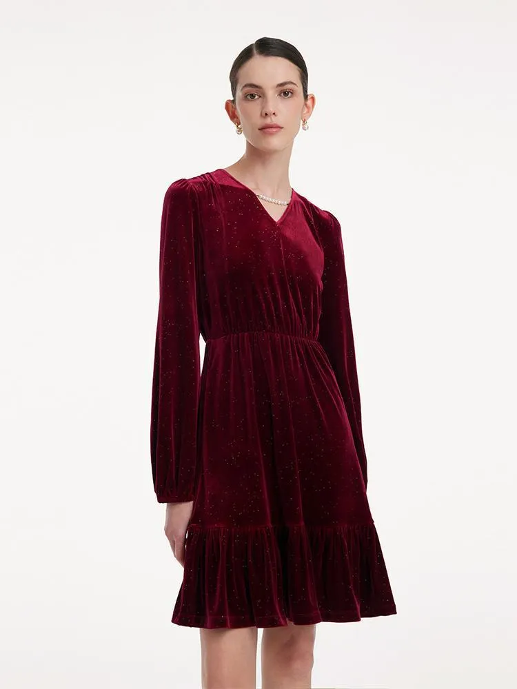 Sequins Velvet V-Neck Women Mini Dress sold by Goelia