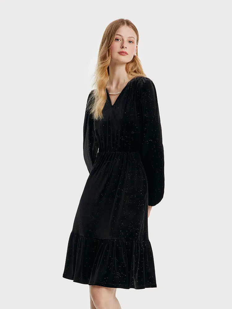 Sequins Velvet V-Neck Women Mini Dress sold by Goelia product image thumbnail 2