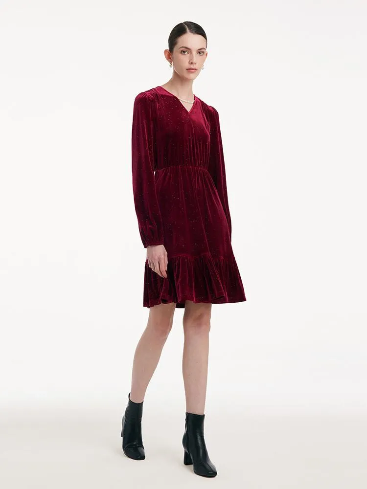 Sequins Velvet V-Neck Women Mini Dress sold by Goelia product image thumbnail 3