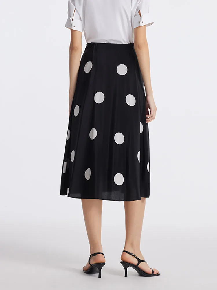 16 Momme Mulberry Silk Polka Dots Print A-Line Women Half Skirt sold by Goelia product image thumbnail 3