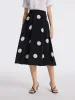 16 Momme Mulberry Silk Polka Dots Print A-Line Women Half Skirt sold by Goelia