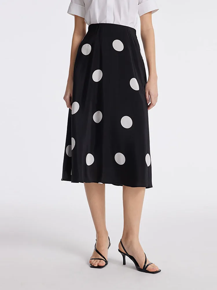 16 Momme Mulberry Silk Polka Dots Print A-Line Women Half Skirt sold by Goelia product image thumbnail 4