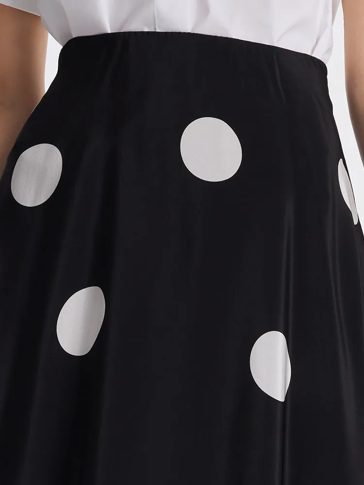 16 Momme Mulberry Silk Polka Dots Print A-Line Women Half Skirt sold by Goelia product image thumbnail 5