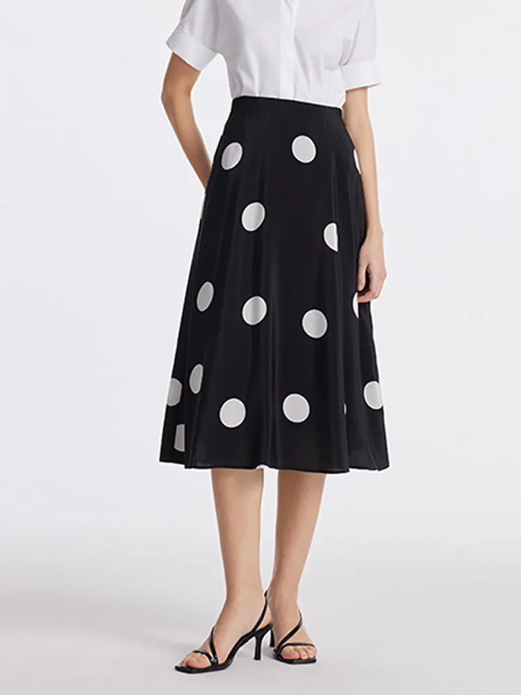 16 Momme Mulberry Silk Polka Dots Print A-Line Women Half Skirt sold by Goelia product image thumbnail 2