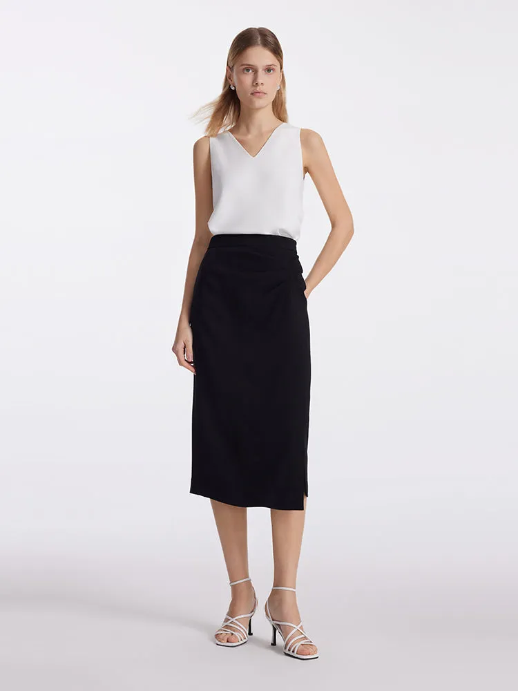 Triacetate Slit Ruched Women Half Skirt sold by Goelia product image thumbnail 2