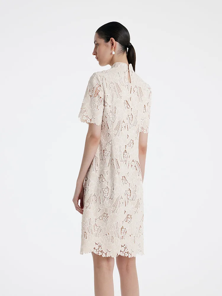 Lace Floral-Shaped Openwork Cheongsam Women Qipao Mini Dress With Handbag sold by Goelia product image thumbnail 5