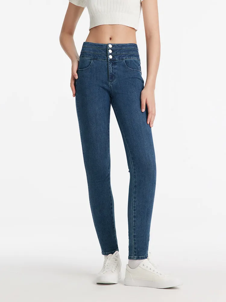 Denim Sheath High-Waisted Women Jeans sold by Goelia