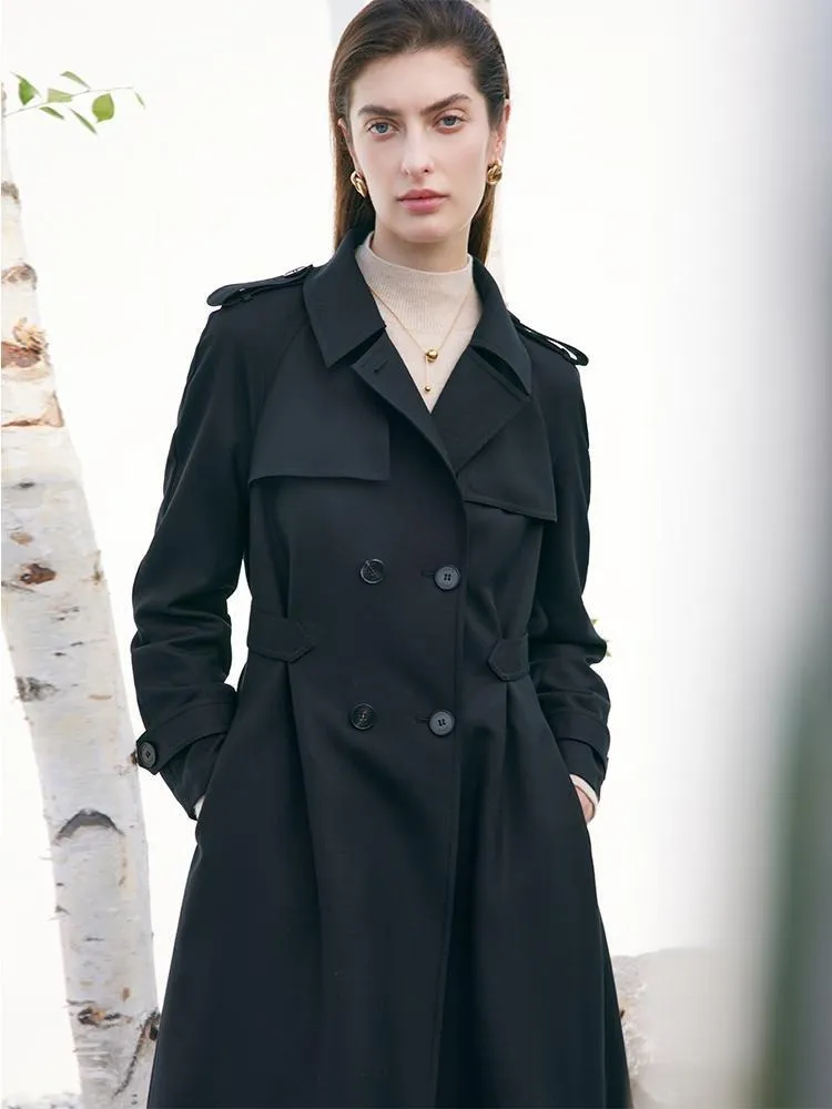Worsted Woolen Gathered Waist Women Trench Coat sold by Goelia product image thumbnail 5