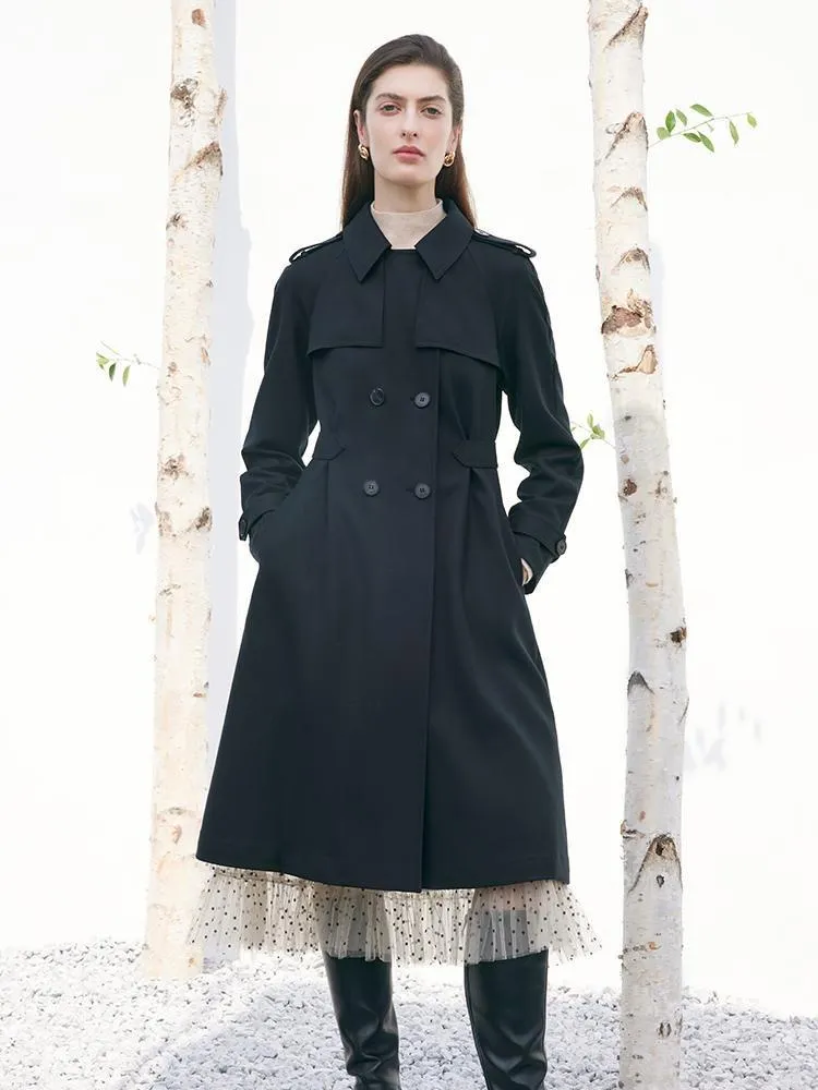 Worsted Woolen Gathered Waist Women Trench Coat sold by Goelia product image thumbnail 3
