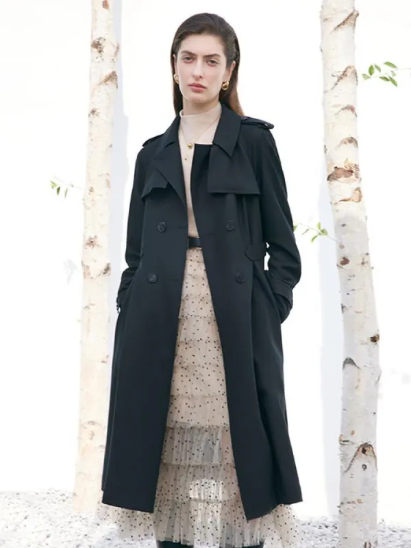 Worsted Woolen Gathered Waist Women Trench Coat sold by Goelia