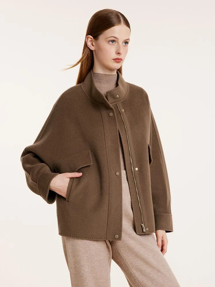 Brown Tencel Wool Mid-Length Jacket sold by Goelia product image thumbnail 3
