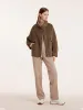 Brown Tencel Wool Mid-Length Jacket sold by Goelia