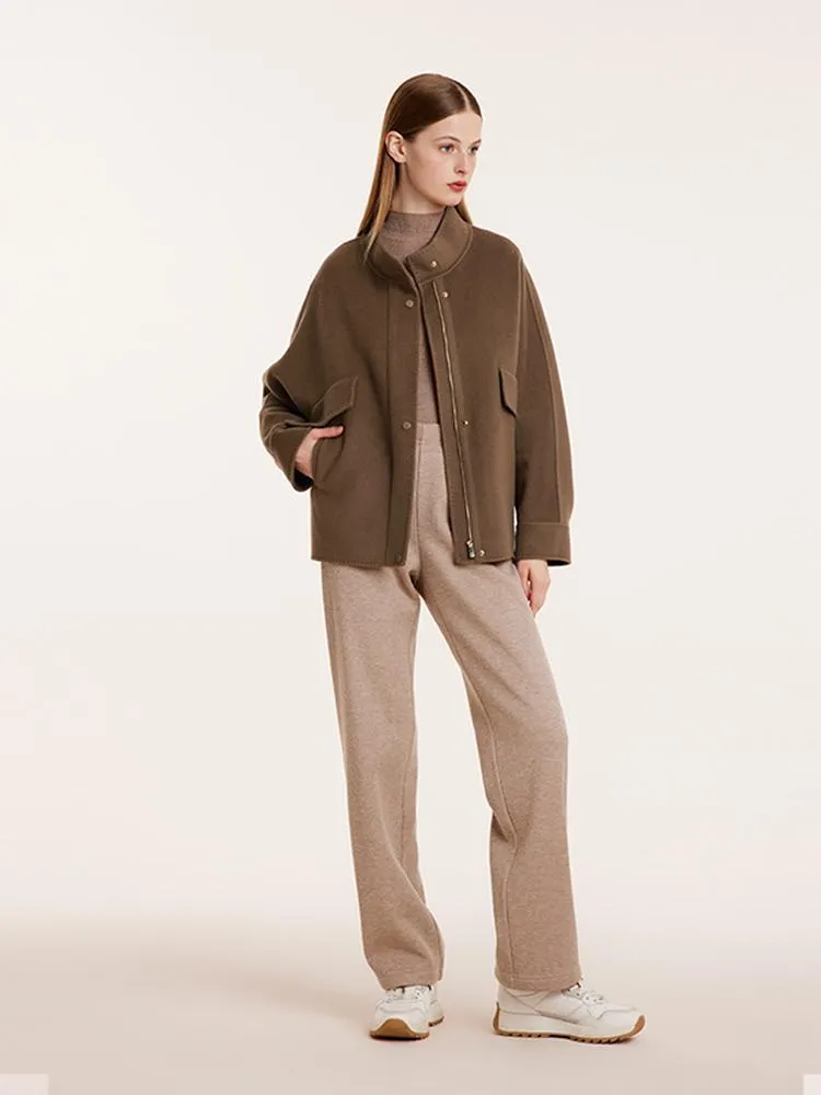 Brown Tencel Wool Mid-Length Jacket sold by Goelia product image thumbnail 2