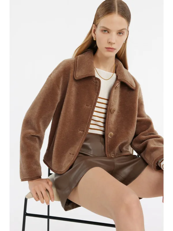 Pure Wool Velour Lapel Regular Women Coat sold by Goelia