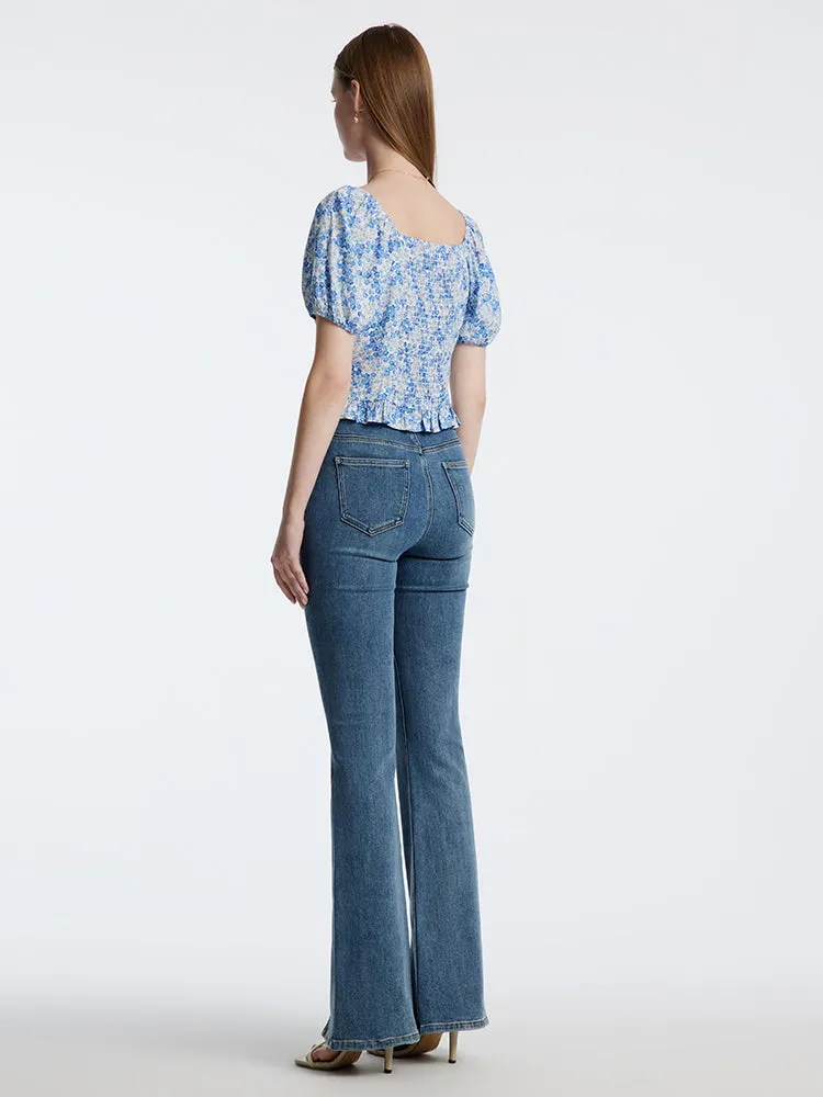 Blue Floral Print Women Blouse sold by Goelia product image thumbnail 4