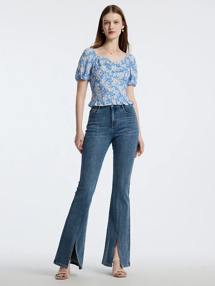 Blue Floral Print Women Blouse sold by Goelia product image thumbnail 2