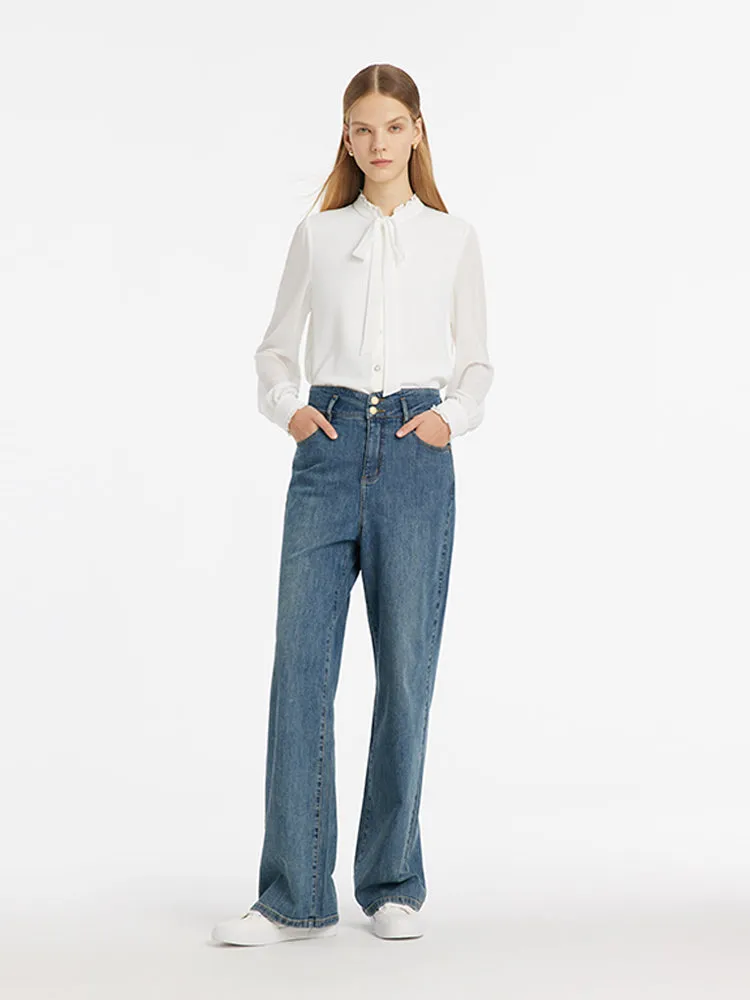 Bow Tie Ruffle Collar Women Shirt sold by Goelia product image thumbnail 2