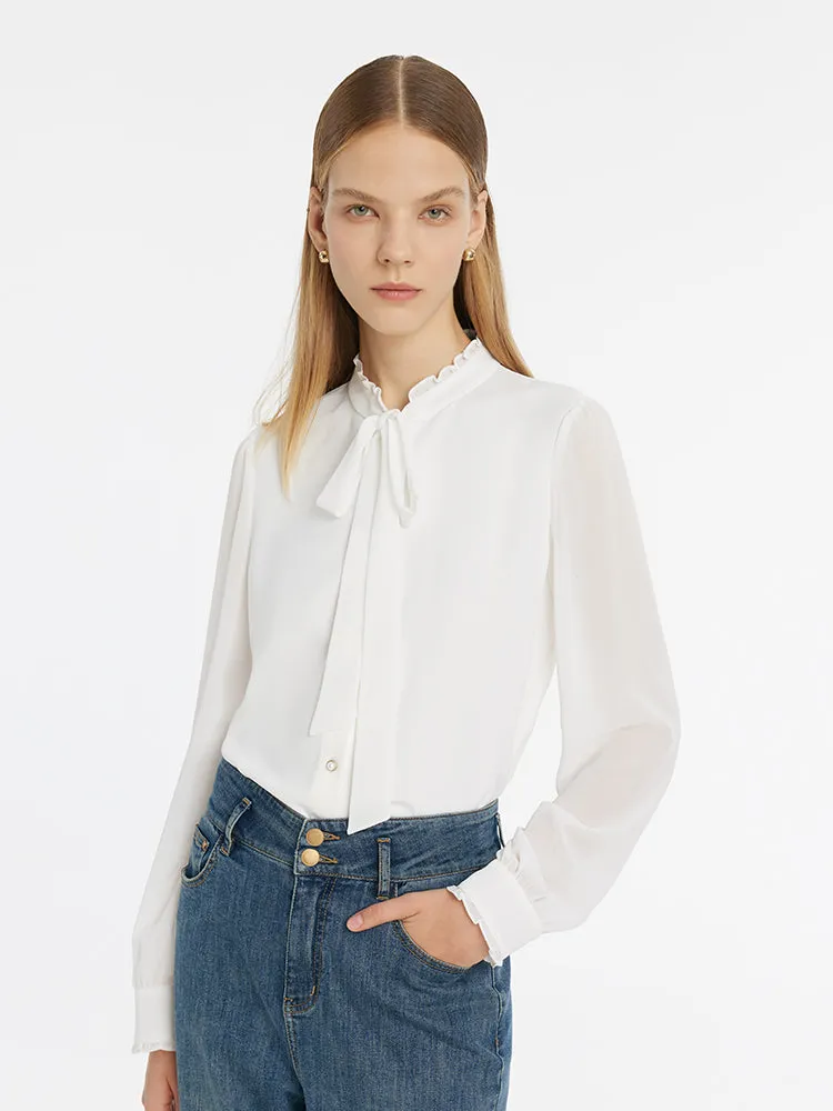 Bow Tie Ruffle Collar Women Shirt sold by Goelia product image thumbnail 4