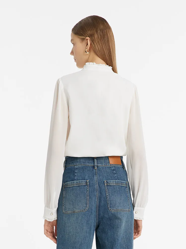 Bow Tie Ruffle Collar Women Shirt sold by Goelia product image thumbnail 3