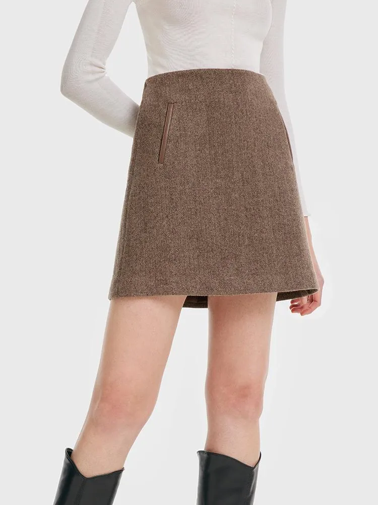 Washable Wool A-line Skirt sold by Goelia