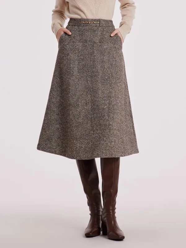 Waisted Washable Woolen Skirt sold by Goelia