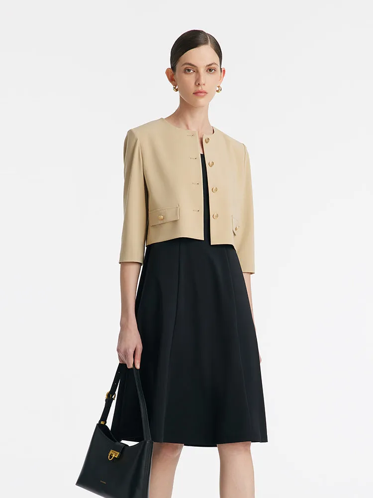Single-Breasted Crop Jacket And Vest Dress Two-Piece Set sold by Goelia product image thumbnail 4