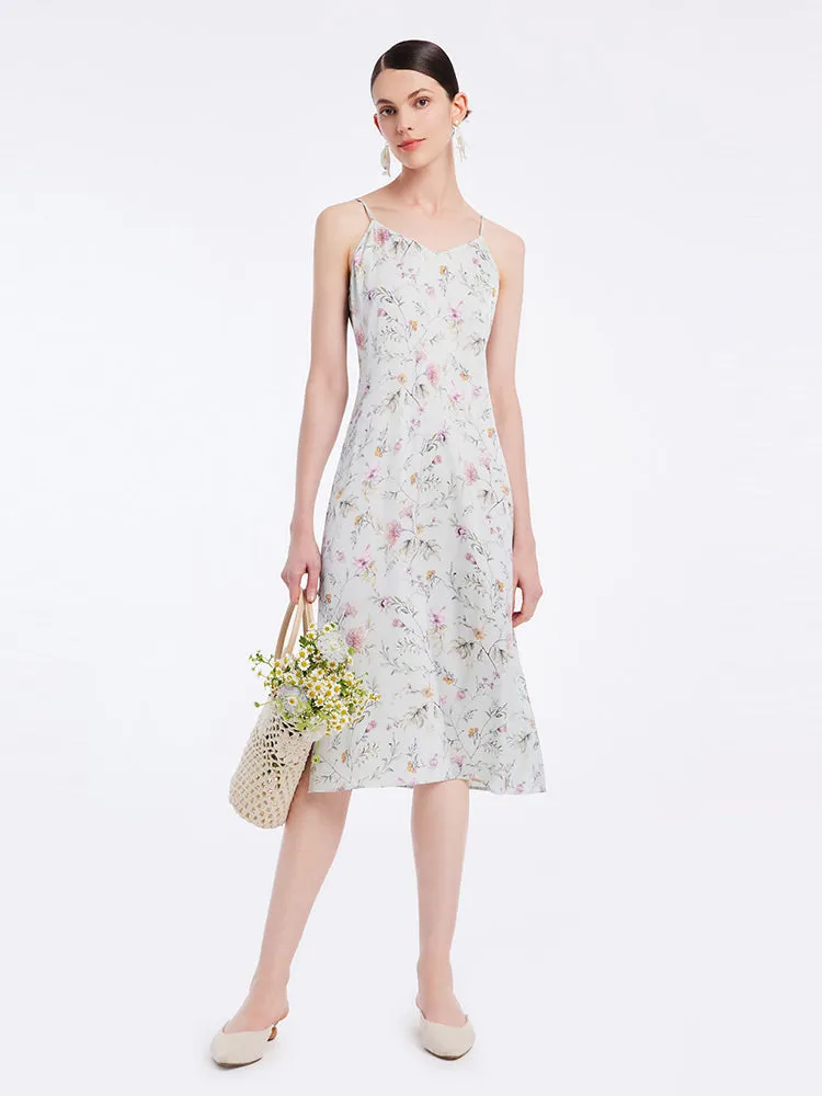 19 Momme Stretch Silk Floral Spaghetti Strap Midi Dress sold by Goelia product image thumbnail 2