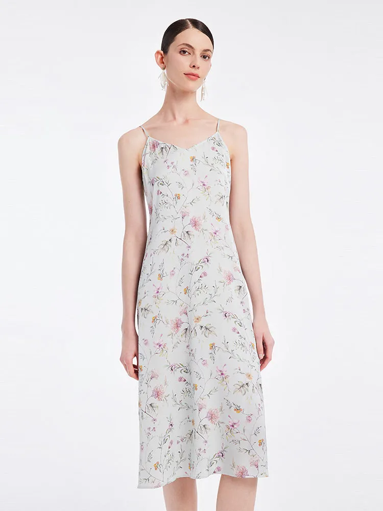 19 Momme Stretch Silk Floral Spaghetti Strap Midi Dress sold by Goelia product image thumbnail 5