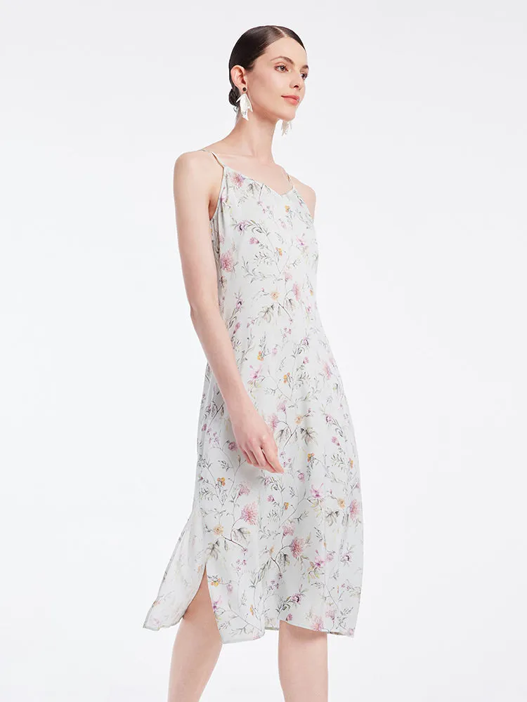 19 Momme Stretch Silk Floral Spaghetti Strap Midi Dress sold by Goelia product image thumbnail 4