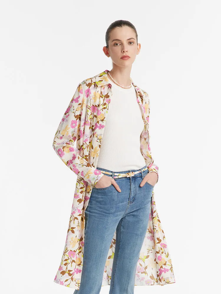 19 Momme Mulberry Silk Floral Print Women Midi Dress With Belt sold by Goelia product image thumbnail 5