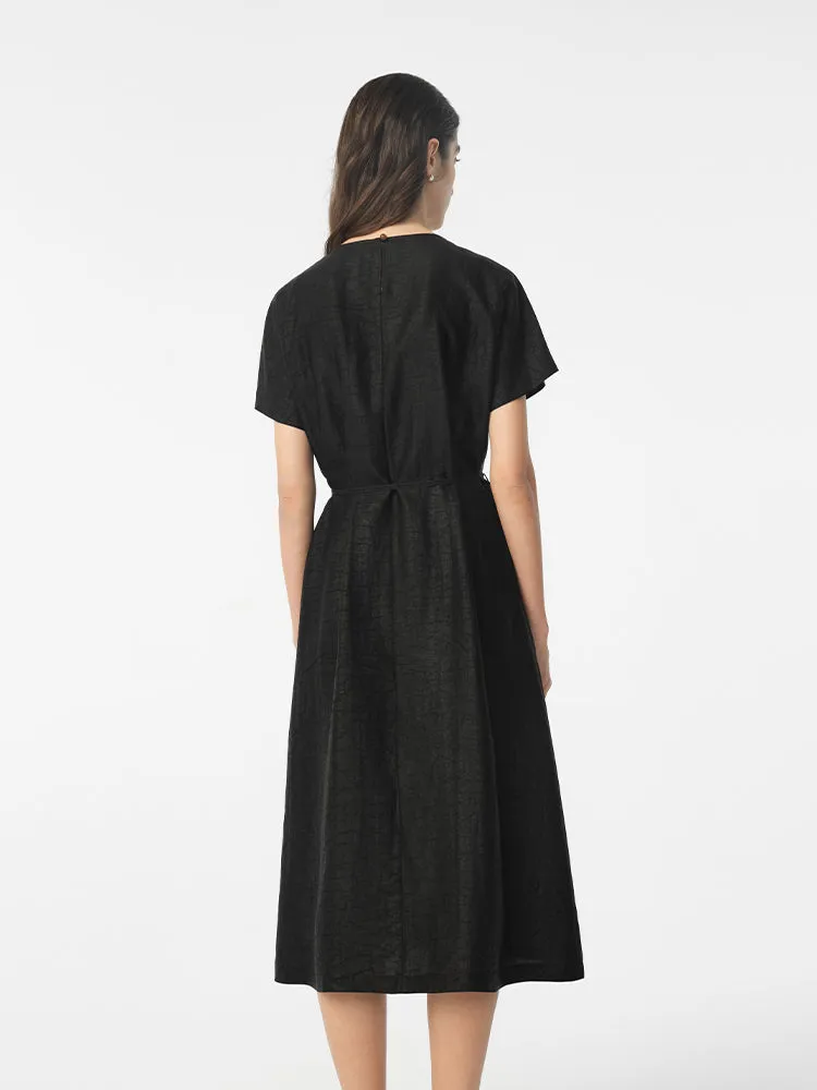 18 Momme Xiang Yun Silk Gathered Waist Women Midi Dress With Pockets sold by Goelia product image thumbnail 5