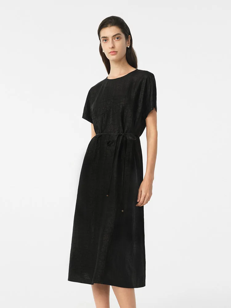 18 Momme Xiang Yun Silk Gathered Waist Women Midi Dress With Pockets sold by Goelia product image thumbnail 4