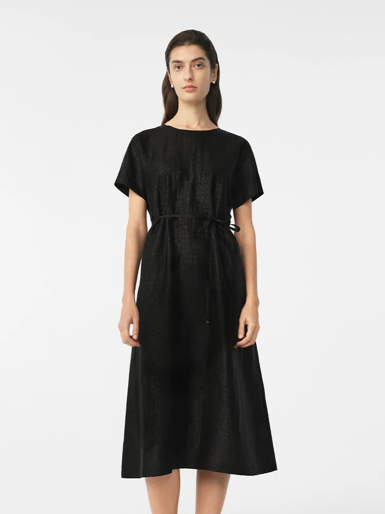 18 Momme Xiang Yun Silk Gathered Waist Women Midi Dress With Pockets sold by Goelia product image thumbnail 3