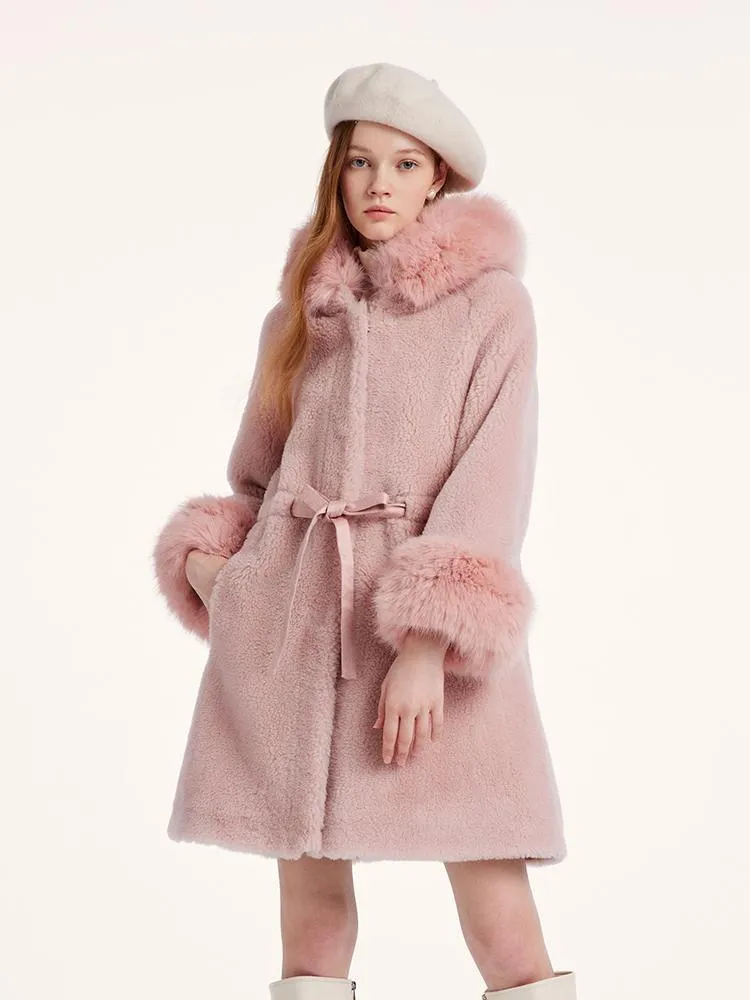 Pink Mid-Length Ruched Velour Coat With Adjustable Ties sold by Goelia product image thumbnail 3