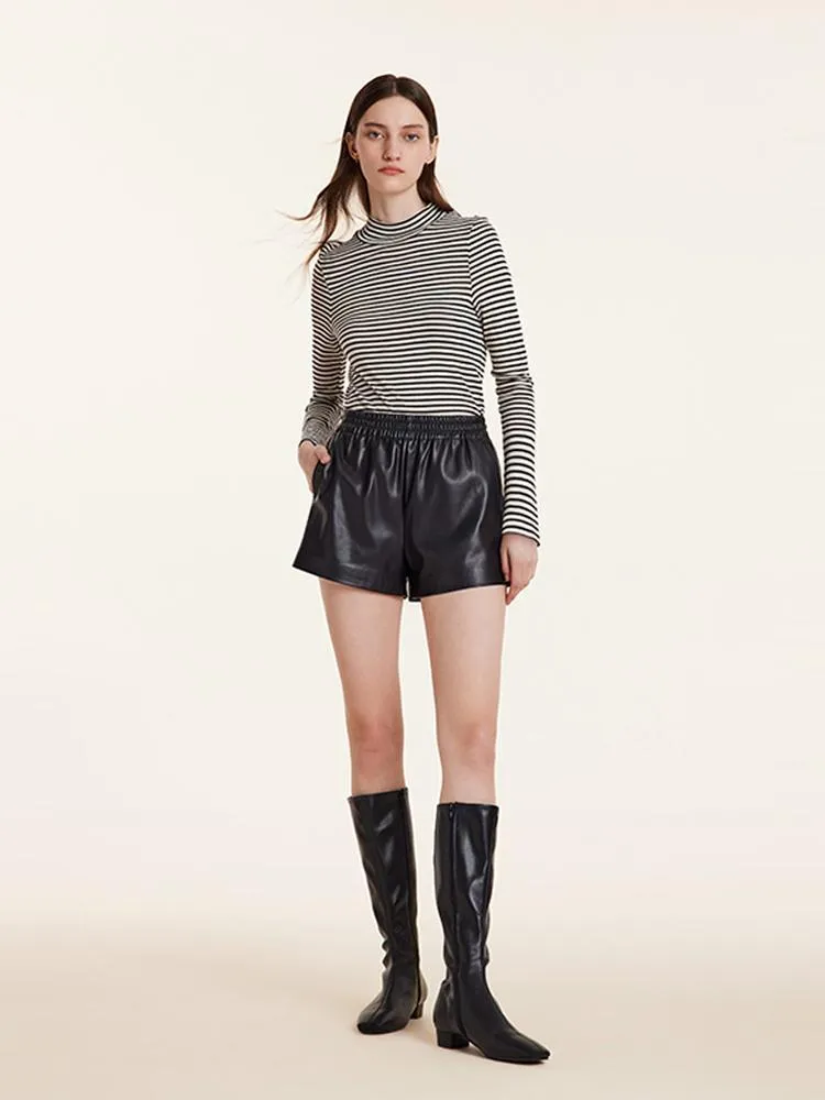 Washable Wool Striped Mock Neck Slim Women Sweater sold by Goelia product image thumbnail 2
