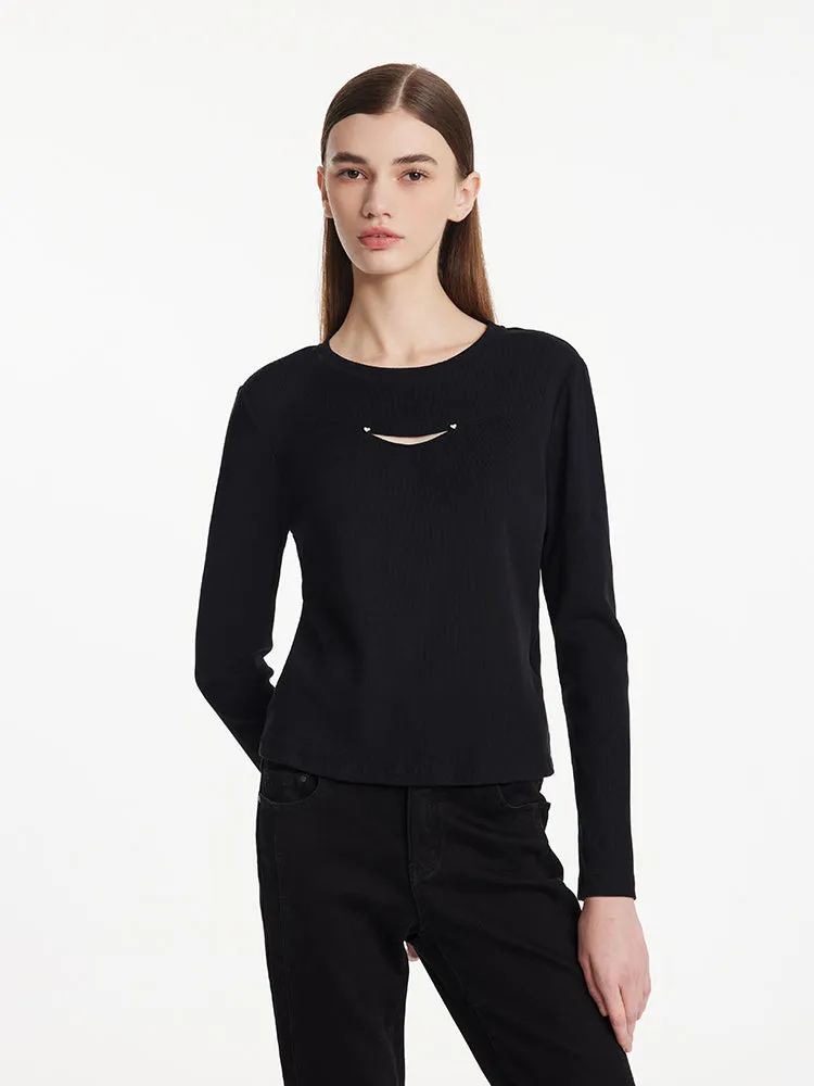 Cut Out Round Neck Slim Women Knit Top sold by Goelia product image thumbnail 3