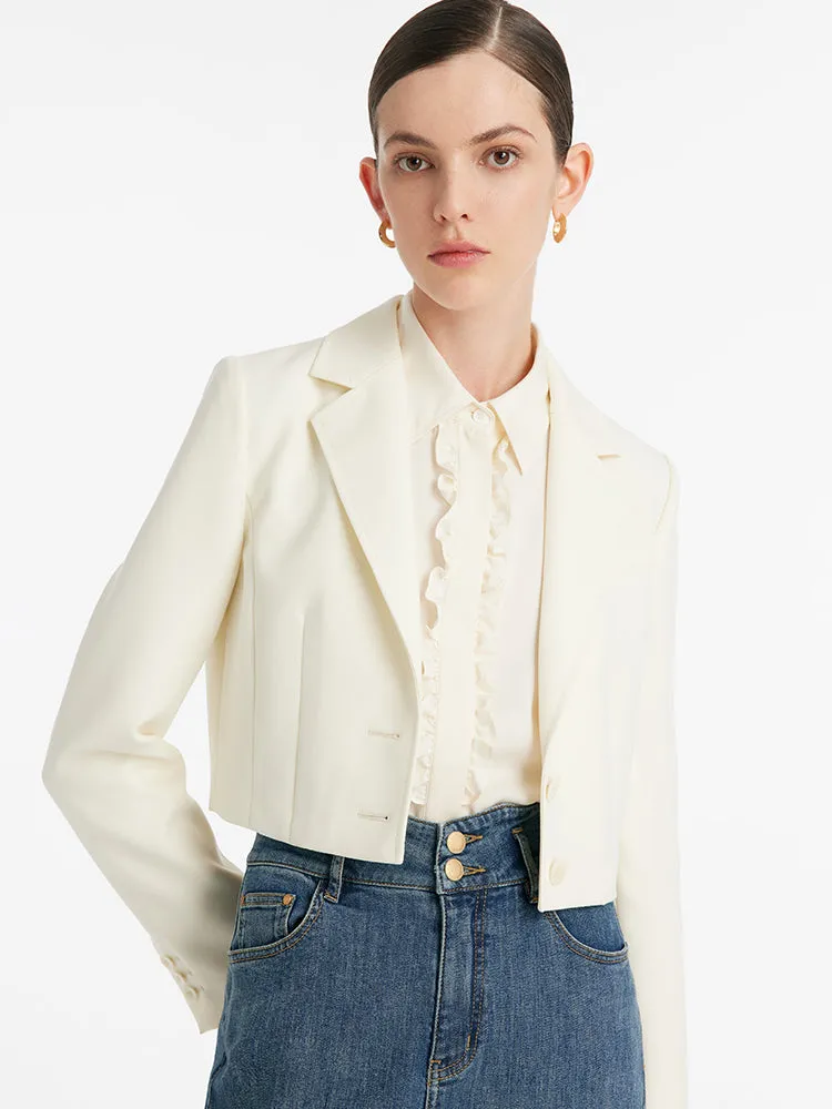 Worsted Wool Lapel Women Crop Blazer sold by Goelia product image thumbnail 5