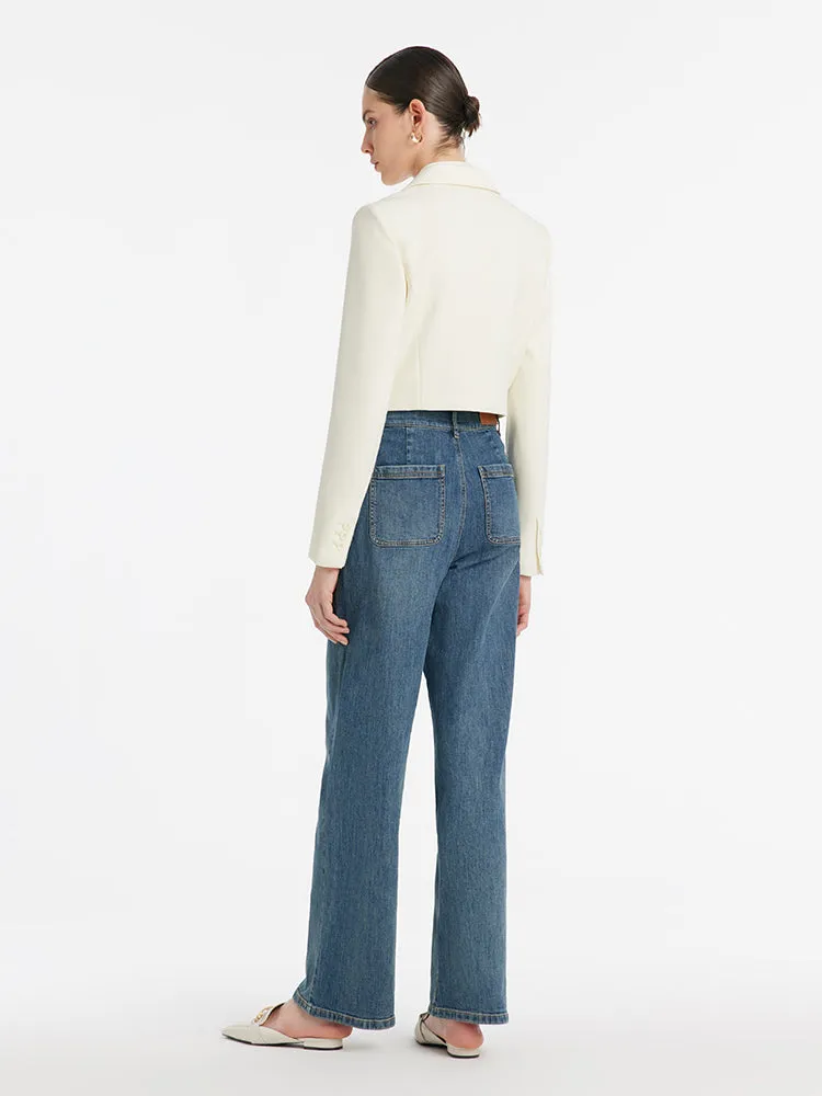 Worsted Wool Lapel Women Crop Blazer sold by Goelia product image thumbnail 4