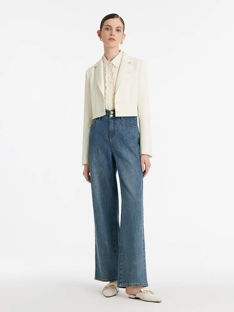 Worsted Wool Lapel Women Crop Blazer sold by Goelia product image thumbnail 3