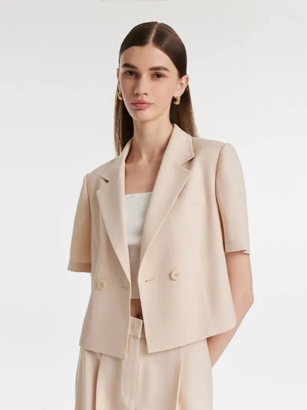 Acetate Short Sleeves Women Crop Blazer sold by Goelia