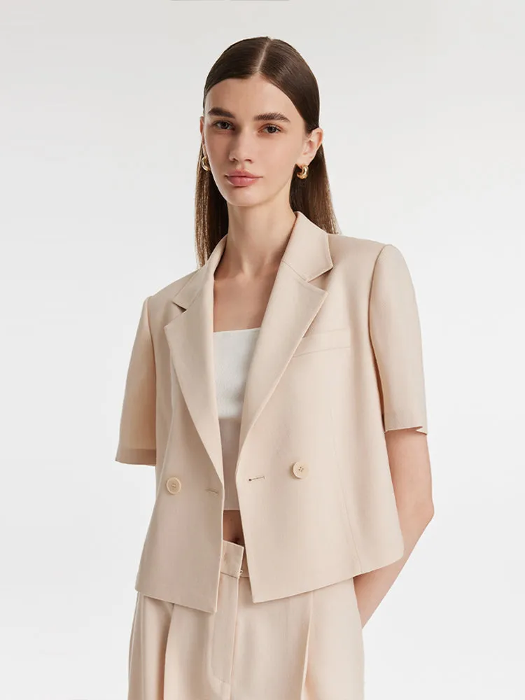 Acetate Short Sleeves Women Crop Blazer sold by Goelia